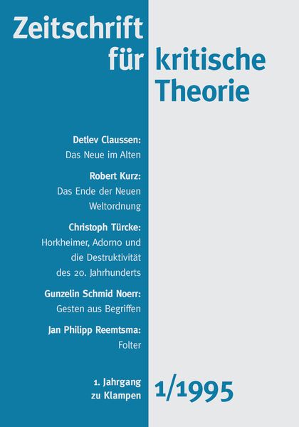 Cover Zeitschrift für kritische Theorie / Zeitschrift für kritische Theorie, Heft 1 (1995)