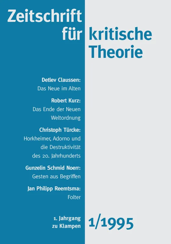 Umschlag zu Zeitschrift für kritische Theorie / Zeitschrift für kritische Theorie, Heft 1 (1995)
