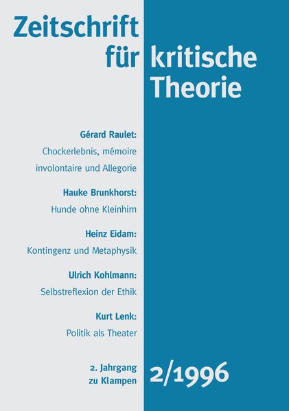 Cover Zeitschrift für kritische Theorie / Zeitschrift für kritische Theorie, Heft 2 (1996)