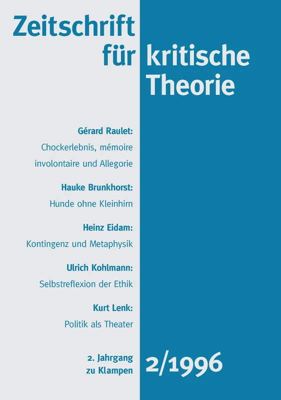 Umschlag zu Zeitschrift für kritische Theorie / Zeitschrift für kritische Theorie, Heft 2 (1996)