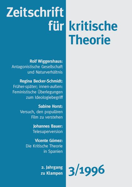 Cover Zeitschrift für kritische Theorie / Zeitschrift für kritische Theorie, Heft 3 (1996)