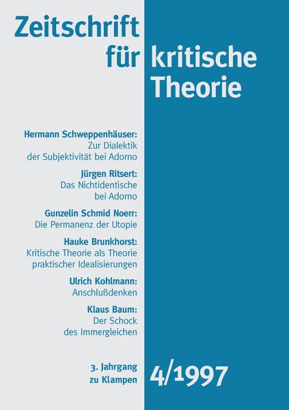 Cover Zeitschrift für kritische Theorie / Zeitschrift für kritische Theorie, Heft 4 (1997)