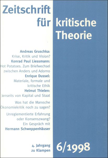 Cover Zeitschrift für kritische Theorie / Zeitschrift für kritische Theorie, Heft 6 (1998)