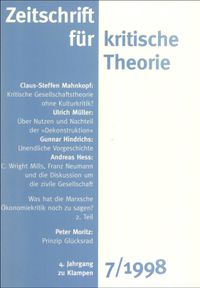 Cover Zeitschrift für kritische Theorie / Zeitschrift für kritische Theorie, Heft 7 (1998)