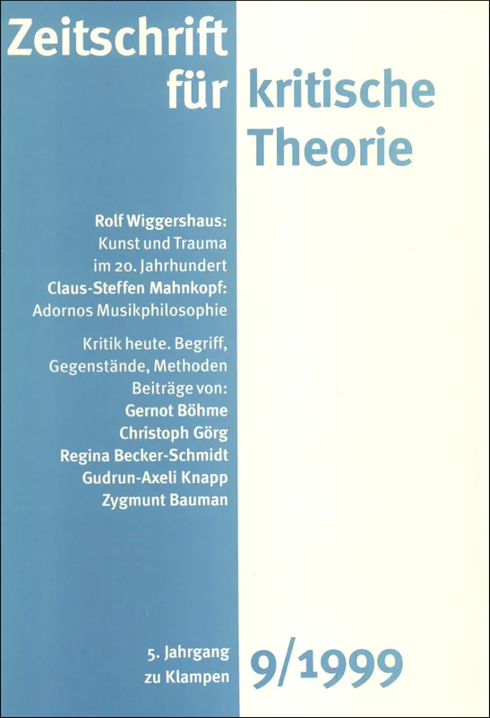 Umschlag zu Zeitschrift für kritische Theorie / Zeitschrift für kritische Theorie, Heft 9 (1999)
