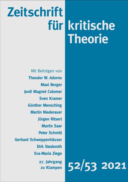 Cover Zeitschrift für kritische Theorie / Zeitschrift für kritische Theorie, Heft 52/53 (2021)