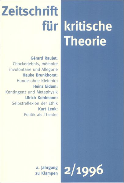 Cover Zeitschrift für kritische Theorie / Heft 2 (1996)