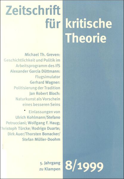 Cover Zeitschrift für kritische Theorie / Zeitschrift für kritische Theorie, Heft 8 (1999)