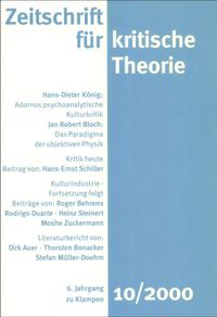 Cover Zeitschrift für kritische Theorie / Zeitschrift für kritische Theorie, Heft 10 (2000)