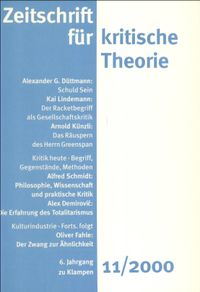 Cover Zeitschrift für kritische Theorie / Zeitschrift für kritische Theorie, Heft 11 (2000)