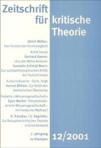 Cover Zeitschrift für kritische Theorie / Zeitschrift für kritische Theorie, Heft 12 (2001)