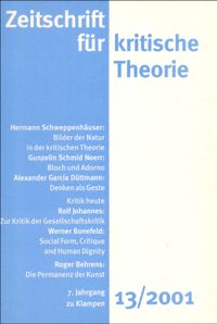 Cover Zeitschrift für kritische Theorie / Zeitschrift für kritische Theorie, Heft 13 (2001)