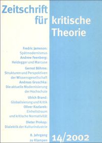 Cover Zeitschrift für kritische Theorie / Zeitschrift für kritische Theorie, Heft 14 (2002)