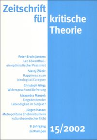 Cover Zeitschrift für kritische Theorie / Zeitschrift für kritische Theorie, Heft 15 (2002)