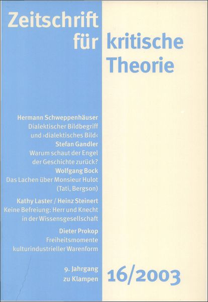 Cover Zeitschrift für kritische Theorie / Zeitschrift für kritische Theorie, Heft 16 (2003)