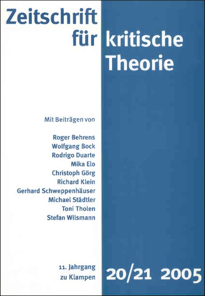 Cover Zeitschrift für kritische Theorie / Zeitschrift für kritische Theorie, Heft 20/21 (2005)