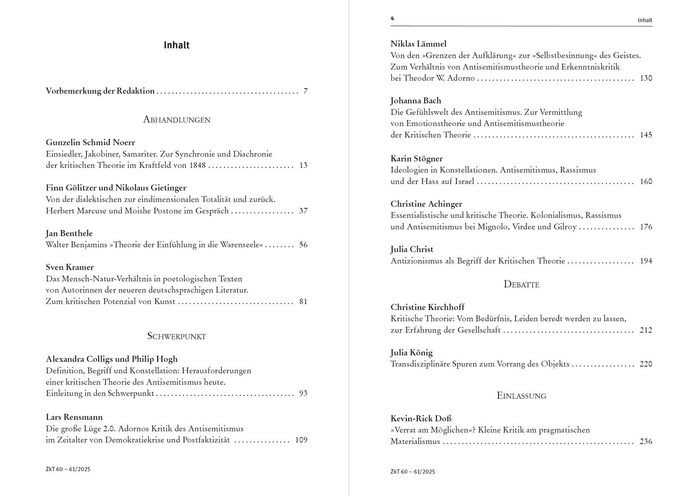 Blick ins Buch zu Zeitschrift für kritische Theorie / Zeitschrift für kritische Theorie, Heft 60/61 (2025)