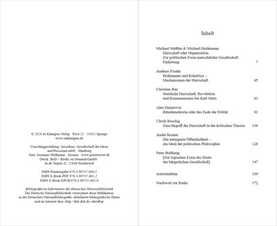 Blick ins Buch zu Herrschaft oder Organisation