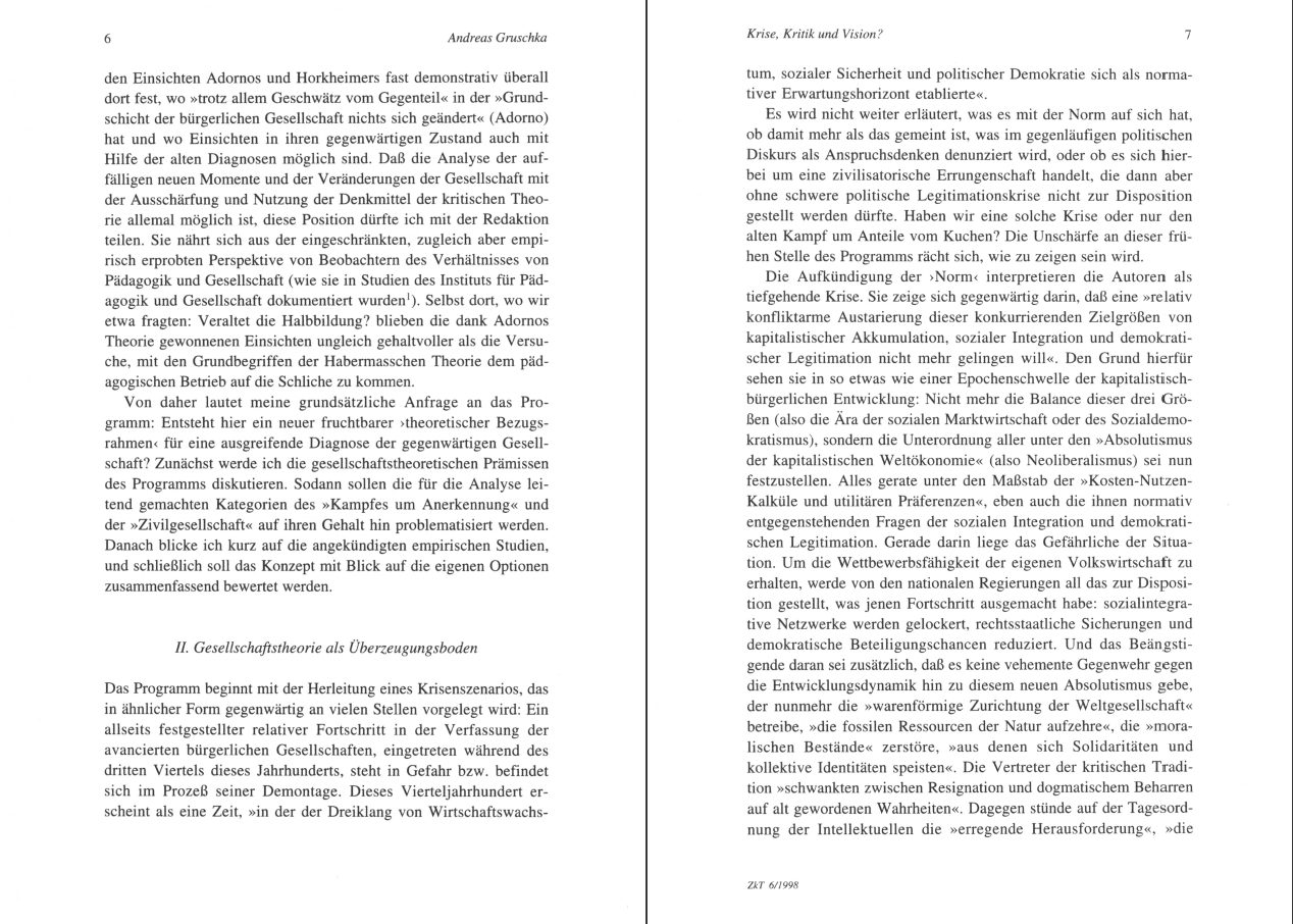 Blick ins Buch zu Zeitschrift für kritische Theorie / Zeitschrift für kritische Theorie, Heft 6 (1998)