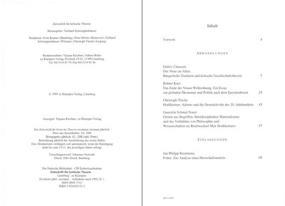 Blick ins Buch zu Zeitschrift für kritische Theorie / Zeitschrift für kritische Theorie, Heft 1 (1995)