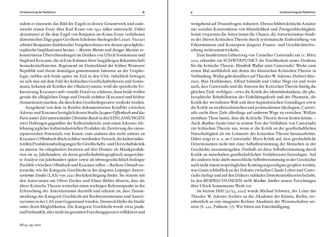Blick ins Buch zu Zeitschrift für kritische Theorie / Zeitschrift für kritische Theorie, Heft 54/55 (2022)