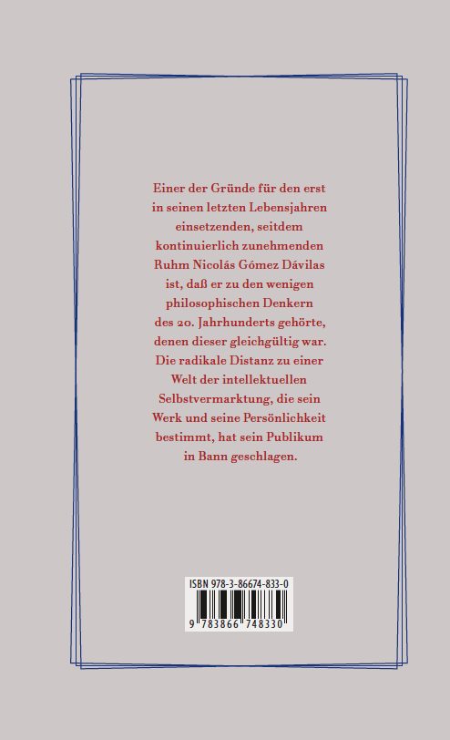 Rückseite zu Im Dialog mit Gómez Dávila
