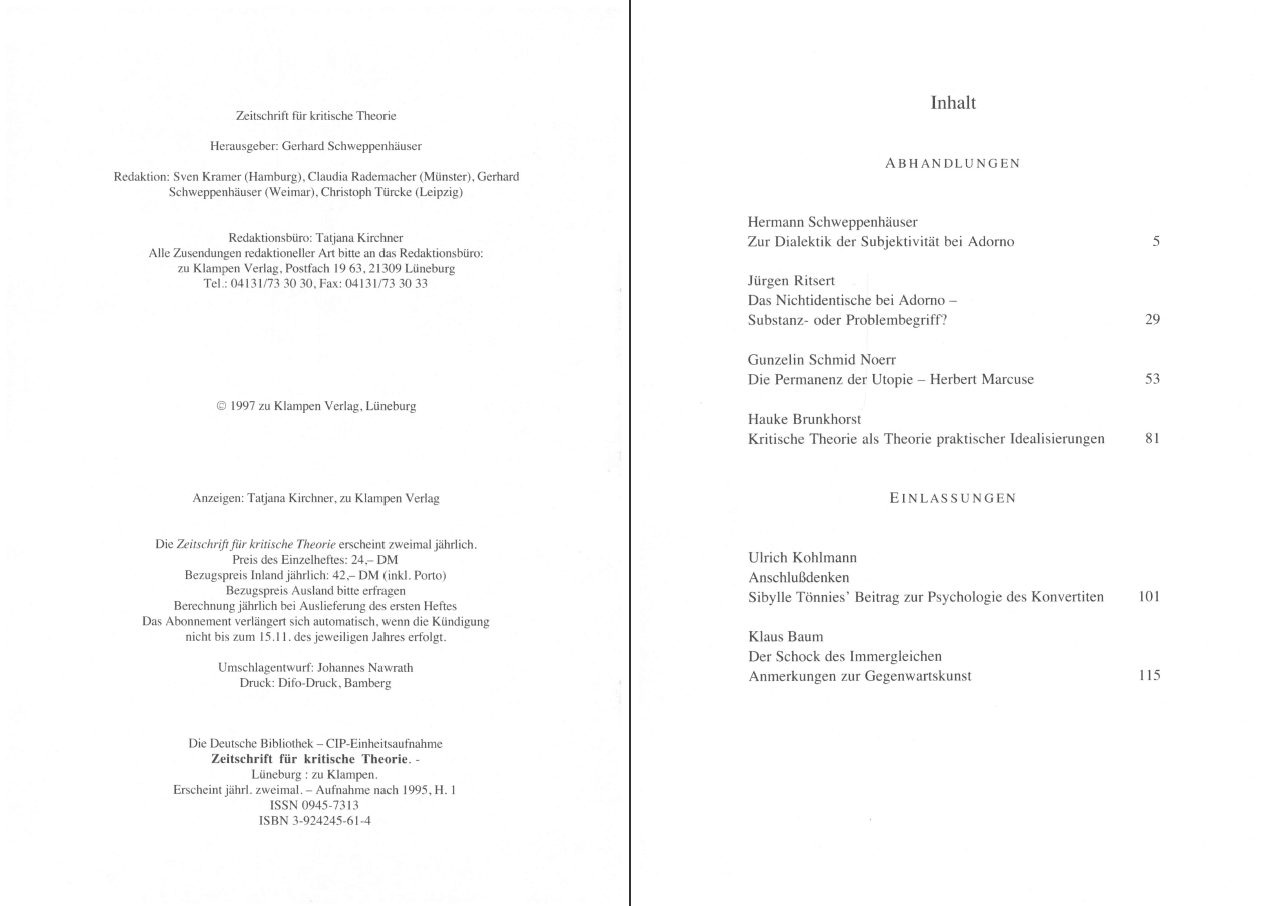 Blick ins Buch zu Zeitschrift für kritische Theorie / Zeitschrift für kritische Theorie, Heft 4 (1997)
