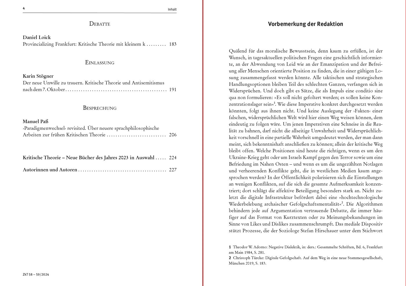 Blick ins Buch zu Zeitschrift für kritische Theorie / Zeitschrift für kritische Theorie, Heft 58/59 (2024)