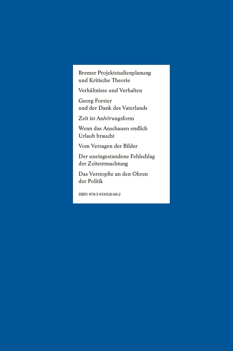 Rückseite zu Schriften / Zeit, Geschichte, Zeitgeschichte. Schriften 8