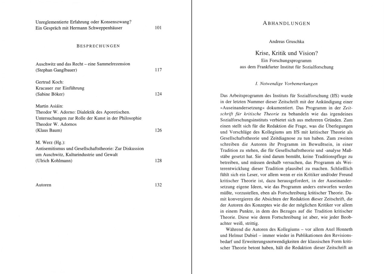Blick ins Buch zu Zeitschrift für kritische Theorie / Zeitschrift für kritische Theorie, Heft 6 (1998)