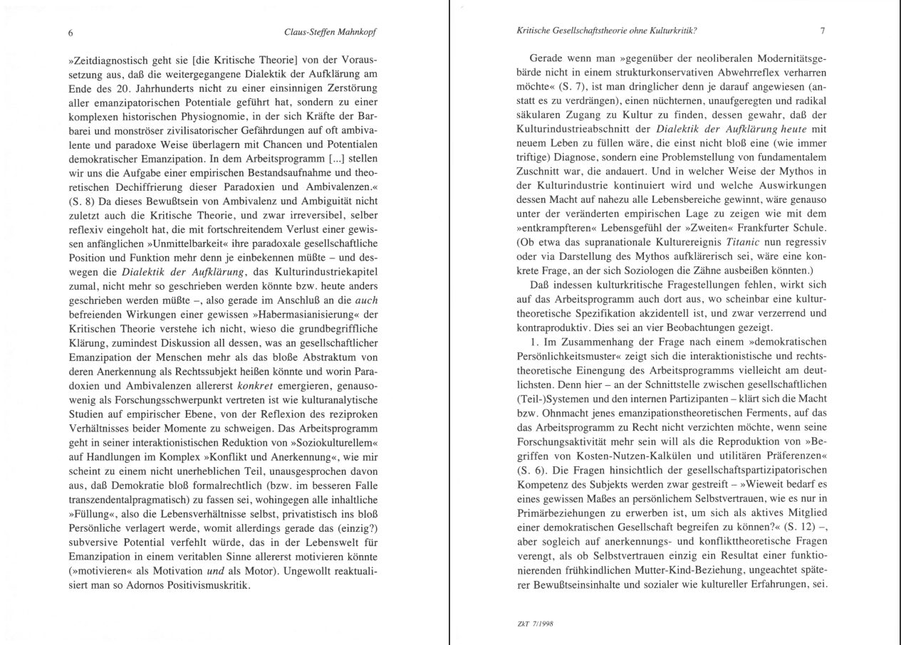 Blick ins Buch zu Zeitschrift für kritische Theorie / Zeitschrift für kritische Theorie, Heft 7 (1998)
